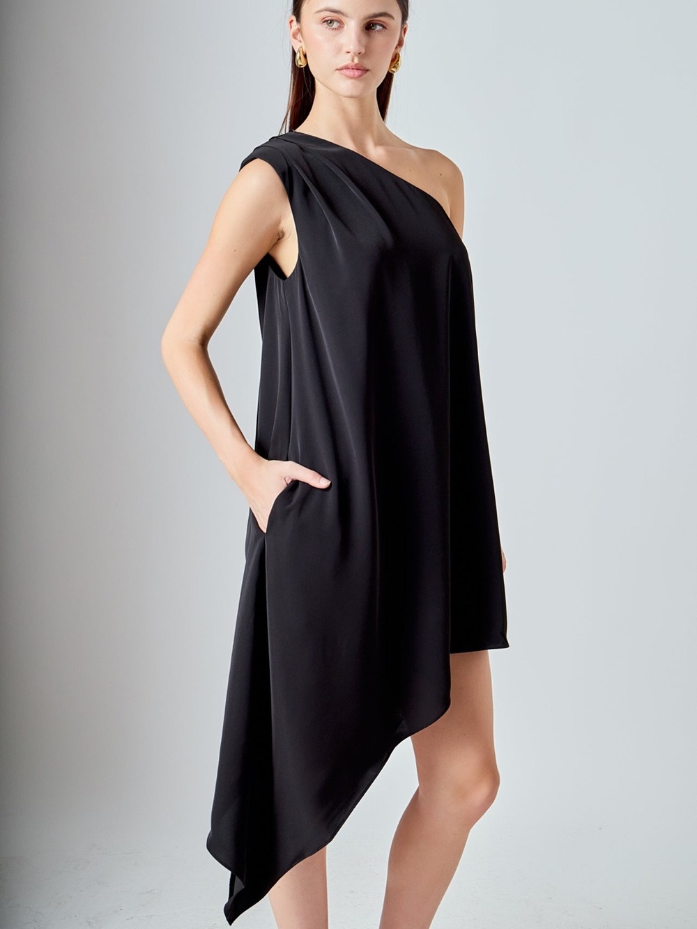 Endless Rose Black One-Shoulder Asymmetrical Dress - Medium